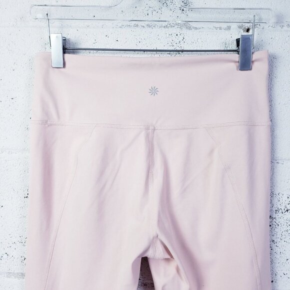 Athleta Eclipse Mesh Crop Leggings Size Medium High Rise Stretch Workout Pink - Picture 5 of 10